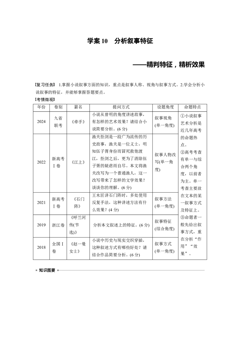 板块二　学案10　分析叙事特征&mdash;&mdash;精判特征，精析效果_01高考语文_5.22025年新高考资料_2025新高考一轮复习语文_2025语文大一轮复习讲义学生用书Word版文档_大一轮复习讲义