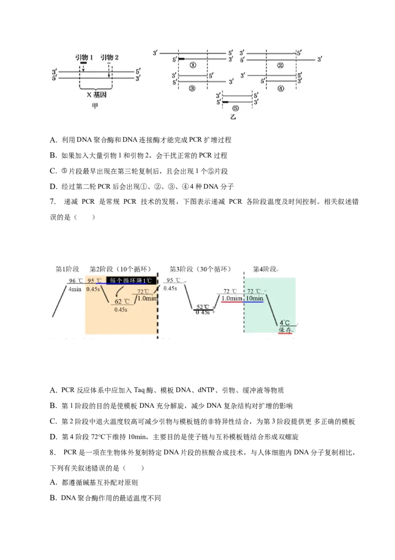 3.2基因工程的基本操作程序-高二生物课后培优分级练（人教版2019选择性必修3）（原卷版）_高中九科知识点归纳。_人教版高中Word电子版试卷练习试题知识点全科_高中生物试卷习题_选修3