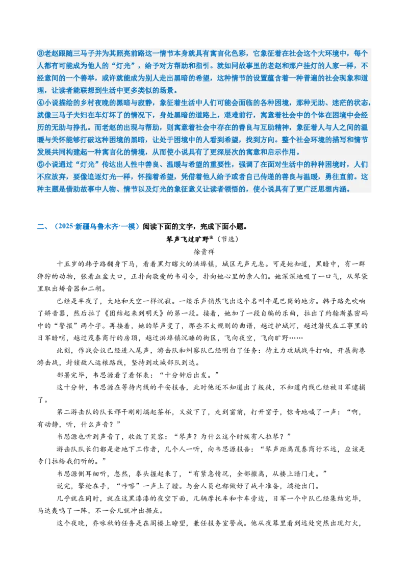 专题09主旨探究题（练习）（解析版）_01高考语文_52025年新高考资料_二轮复习_01高考语文等多个文件_上好课2025年高考语文二轮复习讲练测（新高考通用）