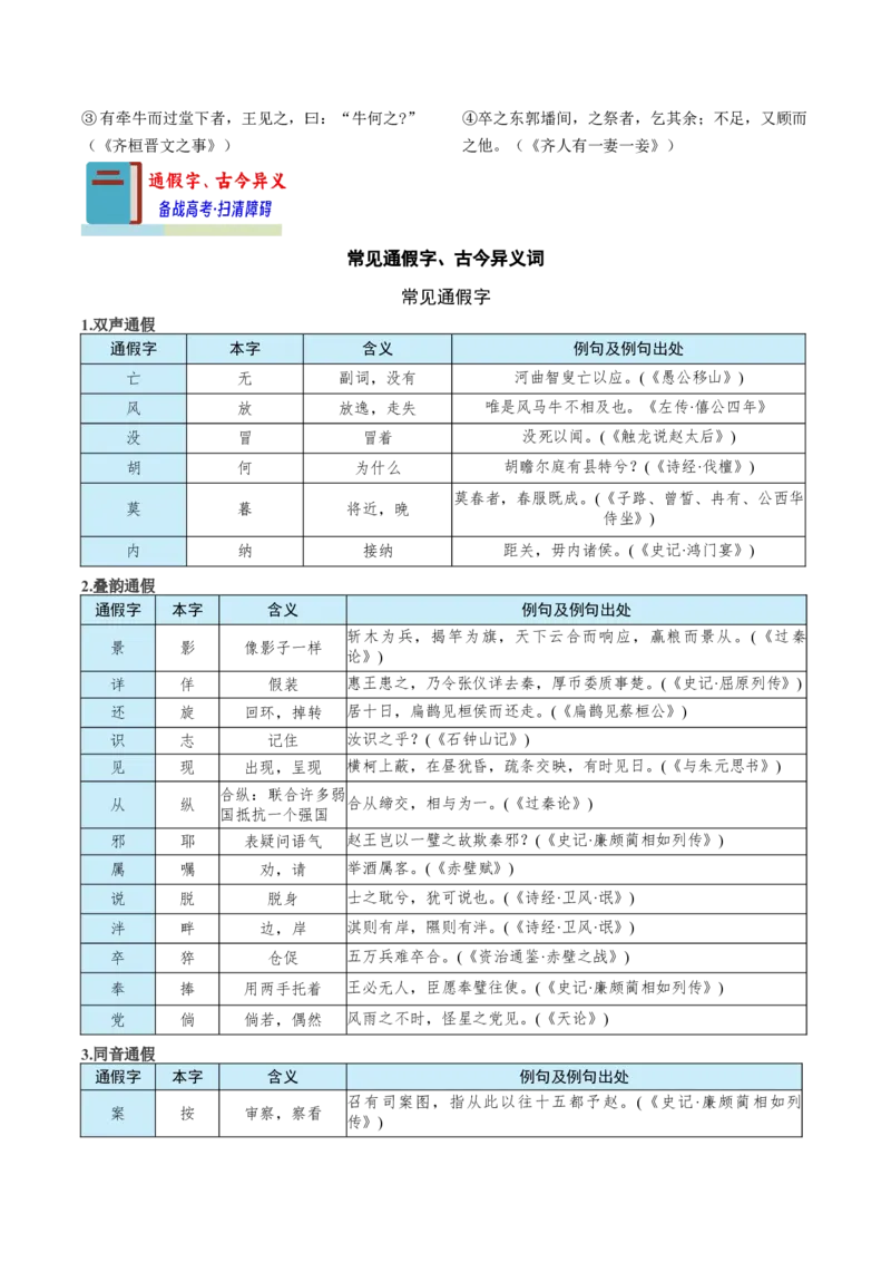 知识手册03：文言虚词18例+通假字、古今异义+课内古代文化常识（知识梳理）-备战2025年高考语文一轮复习考点帮（新高考通用）_01高考语文_52025年新高考资料_一轮复习