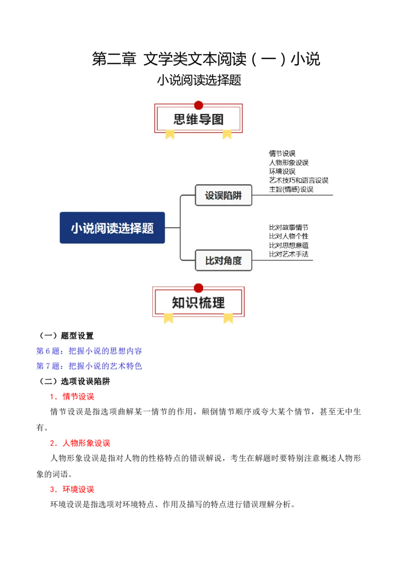 专题08：小说阅读选择题（原卷版）_01高考语文_52025年新高考资料_一轮复习_2025年高考语文一轮复习知识清单_第二章文学类文本阅读（一）小说