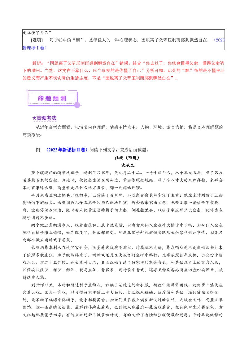 专题05文本理解题（讲义）（解析版）_01高考语文_52025年新高考资料_二轮复习_上好课2025年高考语文二轮复习讲练测（新高考通用）3379498