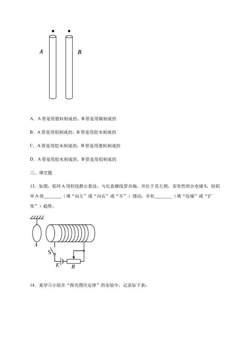 2.1楞次定律练习（原卷版）（人教版）_高中九科知识点归纳。_人教版高中Word电子版试卷练习试题知识点全科_高中物理试卷习题_物理选修_选修2_人教版物理选修二同步练习（040份）