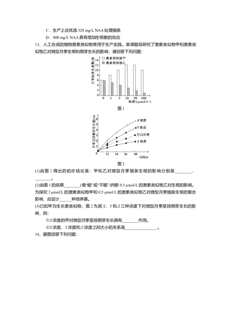 5.1.2植物生长激素（练习）（原卷版）_高中九科知识点归纳。_人教版高中Word电子版试卷练习试题知识点全科_高中生物试卷习题_生物选修_选修1_人教版生物选修一同步练习（033份）