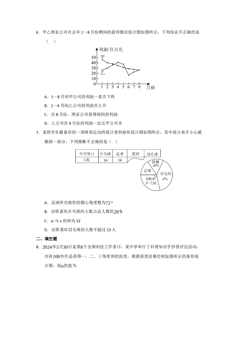 专题06数据的收集，整理与描述（知识串讲+热考题型+真题训练）（学生版）_初中数学_七年级数学下册（人教版）_重难点题型高分突破-U207
