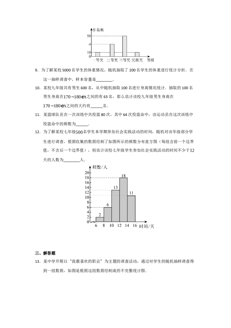 专题06数据的收集，整理与描述（知识串讲+热考题型+真题训练）（学生版）_初中数学_七年级数学下册（人教版）_重难点题型高分突破-U207