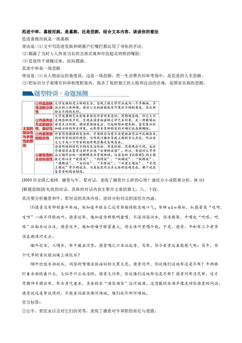 专题10小说主旨意蕴探究（讲义）-2024年高考语文二轮复习讲练测（新教材新高考）_01高考语文_新高考复习资料_2024年新高考资料_二轮复习资料_配套讲义