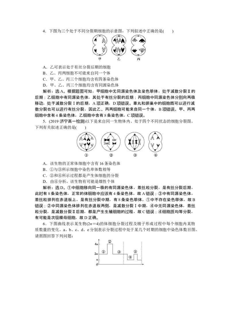 《第1节减数分裂和受精作用》课时练习_高中九科知识点归纳。_人教版高中Word电子版试卷练习试题知识点全科_高中生物试卷习题_生物必修_必修2_人教版生物必修二单元测试（012份）