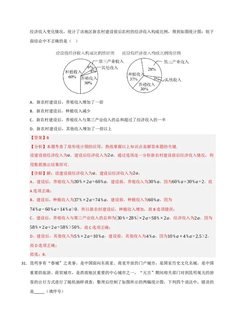 专题10数据的收集﹑整理与描述重难点汇编（六大题型）（教师版）_初中数学_七年级数学下册（人教版）_重难点题型高分突破-U207