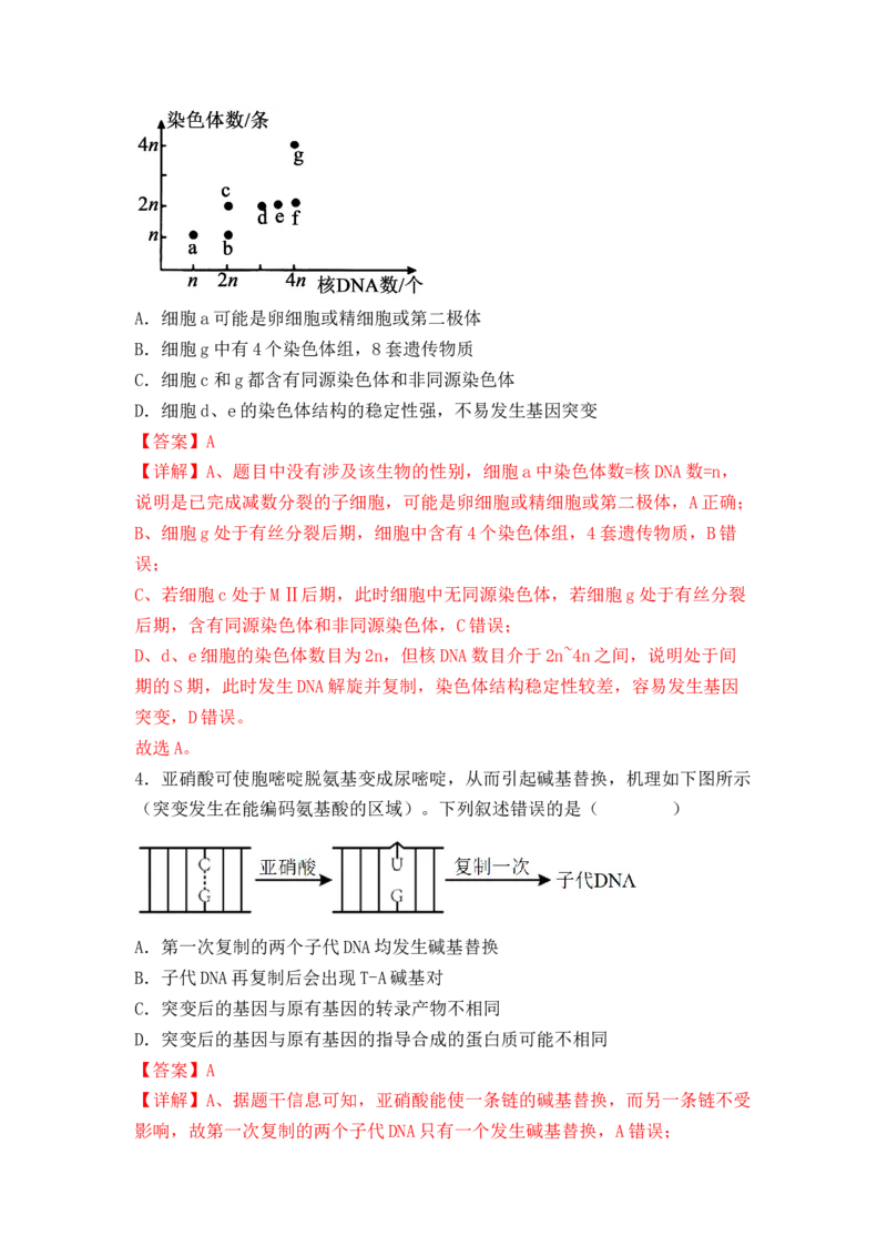 5.1基因突变及其他变异（解析版）_高中九科知识点归纳。_人教版高中Word电子版试卷练习试题知识点全科_高中生物试卷习题_生物必修_必修2_人教版生物必修二同步练习（057份）