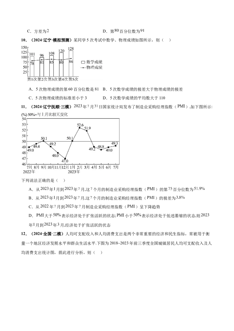 押新高考第9题数字特征与概率统计（原卷版）_2.2025数学总复习_2024年新高考资料_5.2024三轮冲刺_备战2024年高考数学临考题号押题（新高考通用）323127423