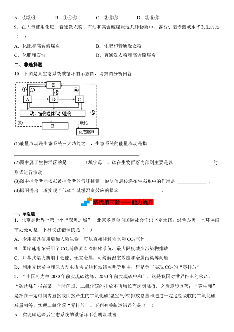 4.1人类活动对生态环境的影响（原卷版）_高中九科知识点归纳。_人教版高中Word电子版试卷练习试题知识点全科_高中生物试卷习题_生物选修_选修2_1.课后培优练14份