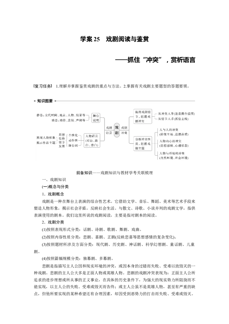 板块四　学案25　戏剧阅读与鉴赏&mdash;&mdash;抓住&ldquo;冲突&rdquo;，赏析语言_01高考语文_5.22025年新高考资料_2025新高考一轮复习语文_2025语文大一轮复习讲义学生用书Word版文档_大一轮复习讲义