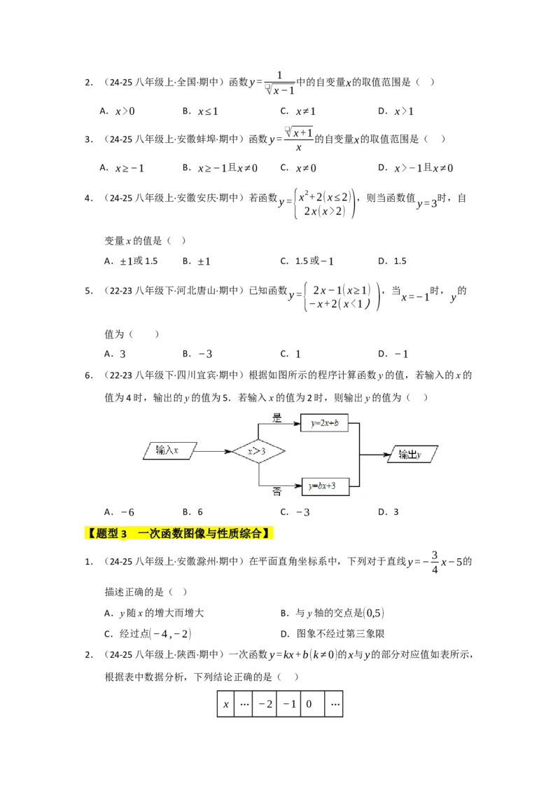 专题08一次函数常考重难点题型（十大题型）（学生版）_初中数学_八年级数学下册（人教版）_重难点题型高分突破-U207