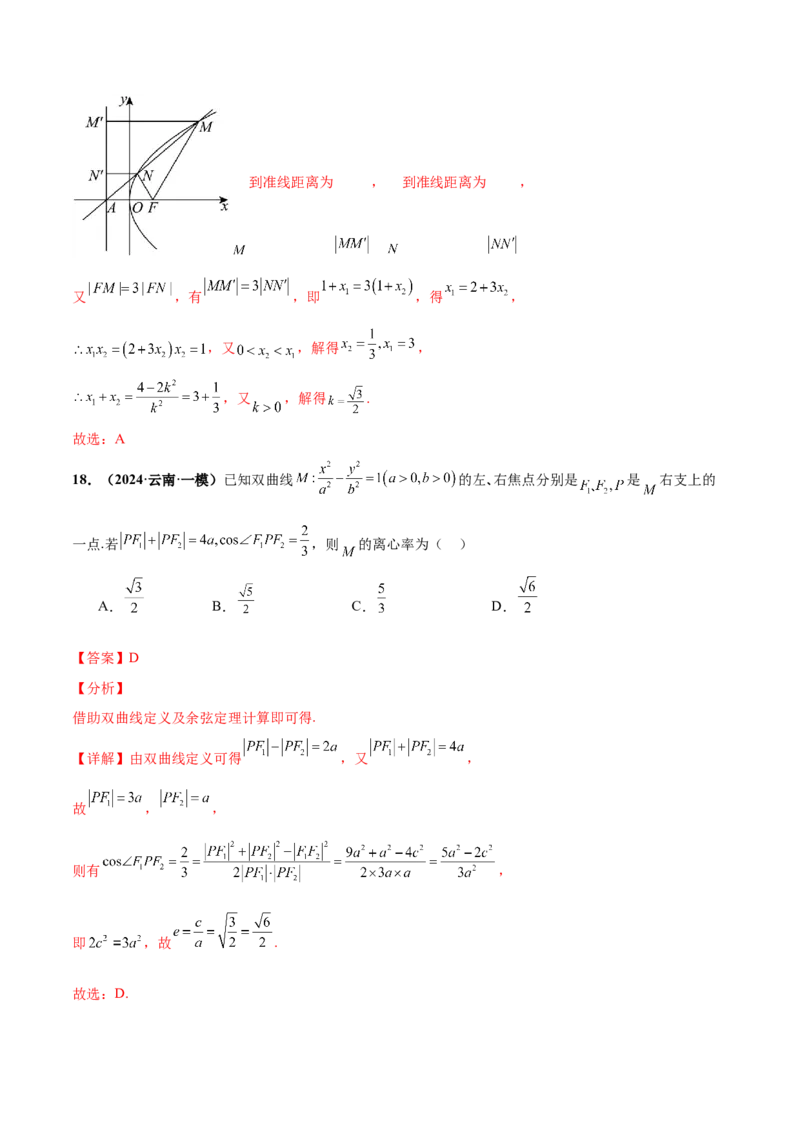 押新高考第4题椭圆、双曲线及抛物线（解析版）_2.2025数学总复习_2024年新高考资料_5.2024三轮冲刺_备战2024年高考数学临考题号押题（新高考通用）323127423