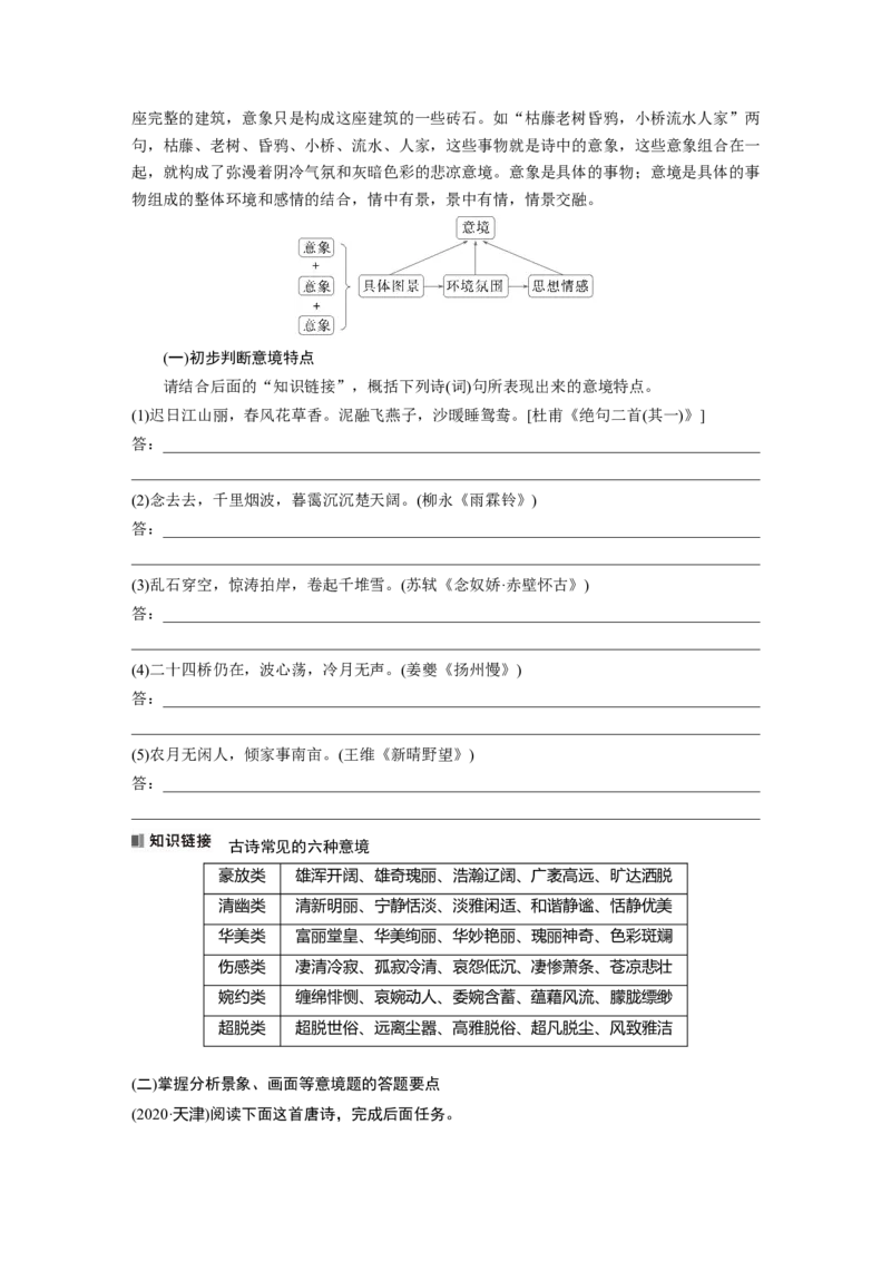 板块六　学案59　赏析意象(景象)与意境&mdash;&mdash;分析内涵，品象悟境_01高考语文_5.22025年新高考资料_2025新高考一轮复习语文_2025语文大一轮复习讲义学生用书Word版文档