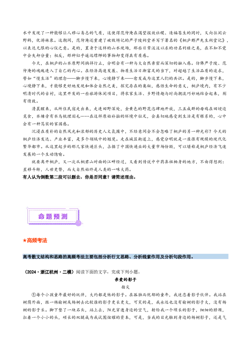 专题11思路结构题（讲义）（原卷版）_01高考语文_52025年新高考资料_二轮复习_01高考语文等多个文件_上好课2025年高考语文二轮复习讲练测（新高考通用）