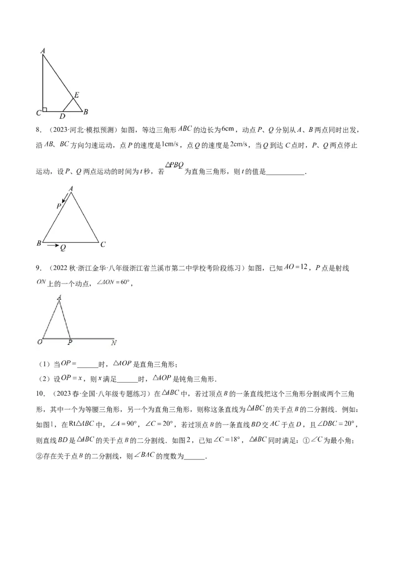专题08等腰三角形、直角三角形中的分类讨论问题专训（学生版）_初中数学_八年级数学上册（人教版）_重难点专题提升-V7_2024版