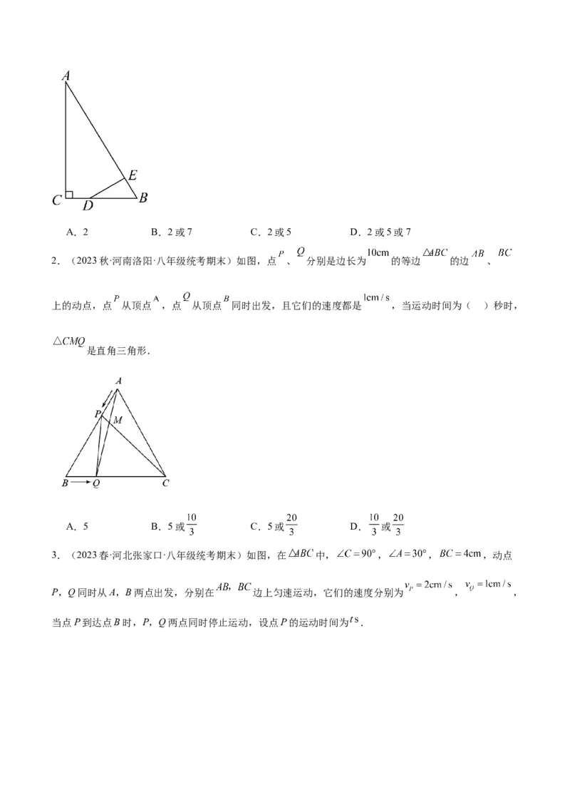 专题08等腰三角形、直角三角形中的分类讨论问题专训（学生版）_初中数学_八年级数学上册（人教版）_重难点专题提升-V7_2024版