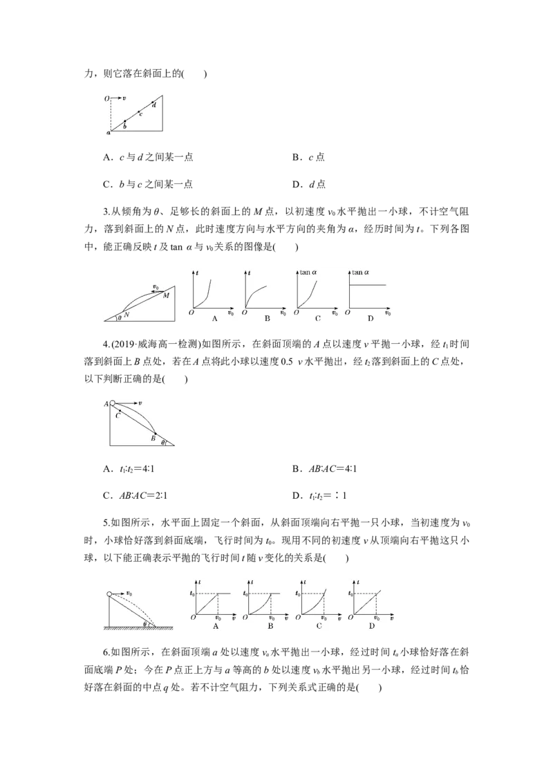 5.4专题：平抛运动规律的应用（原卷版）_高中九科知识点归纳。_人教版高中Word电子版试卷练习试题知识点全科_高中物理试卷习题_物理必修_必修2_人教版物理必修二同步练习（053份）