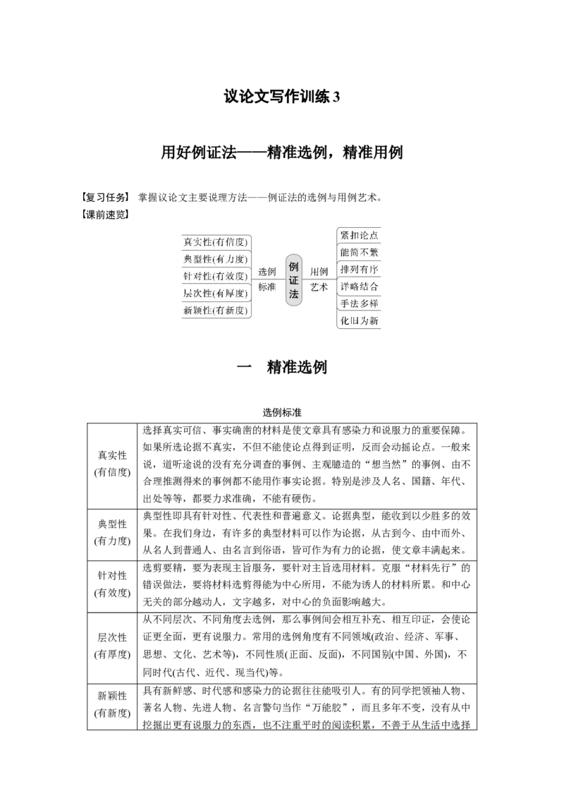 板块3古诗阅读与鉴赏议论文写作训练3　用好例证法&mdash;精准选例，精准用例_01高考语文_6赠通用版（老高考）复习资料_一轮复习_2023年语文老高考一轮复习（通用版）_教师版word讲义
