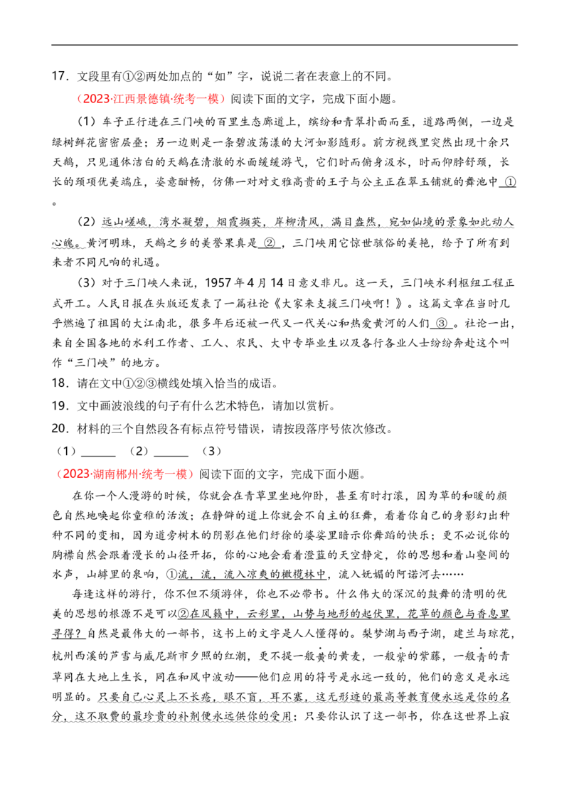 专题02标点符号题型归类-2024年高考语文二轮热点题型归纳与变式演练（新高考专用）（原卷版）_01高考语文_新高考复习资料_2024年新高考资料_二轮复习资料
