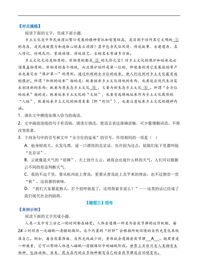 专题02标点符号题型归类-2024年高考语文二轮热点题型归纳与变式演练（新高考专用）（原卷版）_01高考语文_新高考复习资料_2024年新高考资料_二轮复习资料