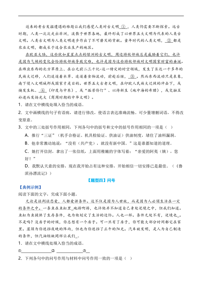 专题02标点符号题型归类-2024年高考语文二轮热点题型归纳与变式演练（新高考专用）（原卷版）_01高考语文_新高考复习资料_2024年新高考资料_二轮复习资料