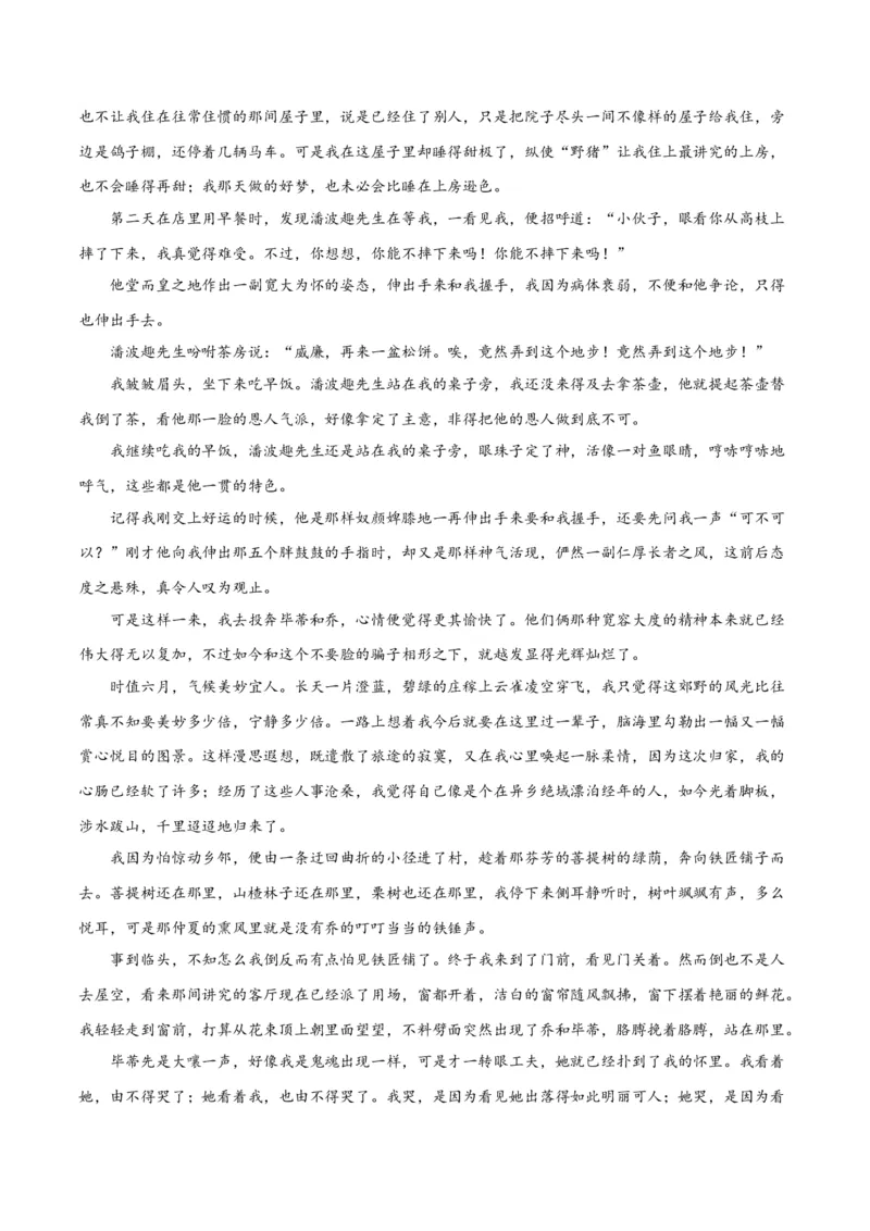 小说阅读综合测试（原卷版）-2024年高考语文二轮复习讲练测（新教材新高考）_01高考语文_新高考复习资料_2024年新高考资料_二轮复习资料_2024年高考语文二轮复习讲练测（新教材新高考）