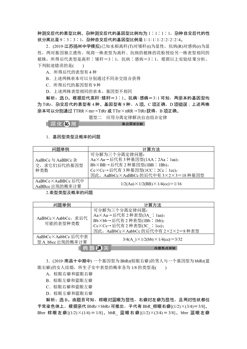 《第2节孟德尔的豌豆杂交实验（二）》达标检测02_高中九科知识点归纳。_人教版高中Word电子版试卷练习试题知识点全科_高中生物试卷习题_生物必修_必修2_1、单元测试