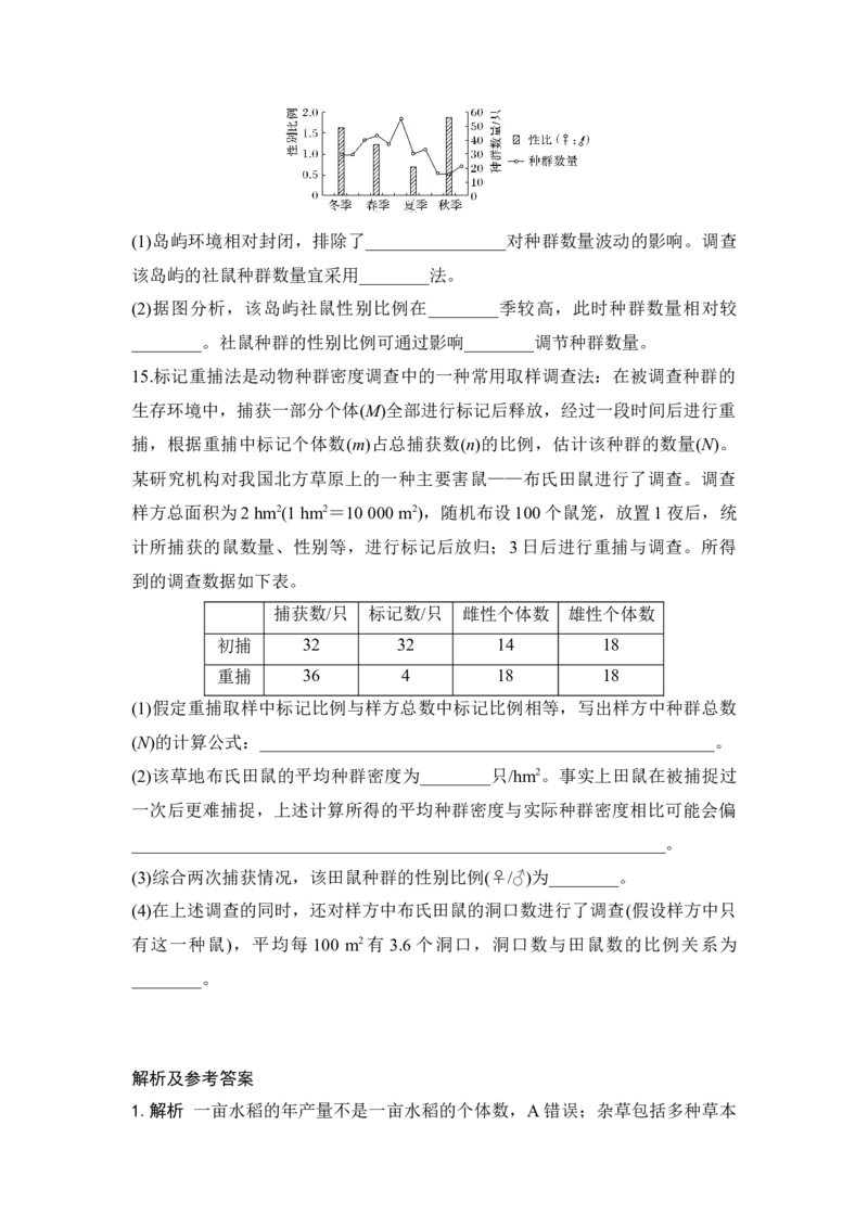1.1种群的数量特征同步练习新教材人教版（2019）高中生物选择性必修2_高中九科知识点归纳。_人教版高中Word电子版试卷练习试题知识点全科_高中生物试卷习题_生物选修_选修2