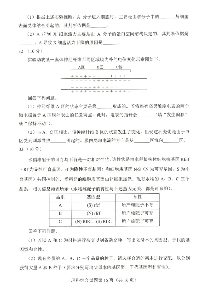 理综试题公众号：一枚试卷君_01高考语文_32023年新高考资料_3模拟题_老高考_四省联考试题+答案+答题卡（2月23-24日）_四省联考试题+答案（2月23-24日）_试题