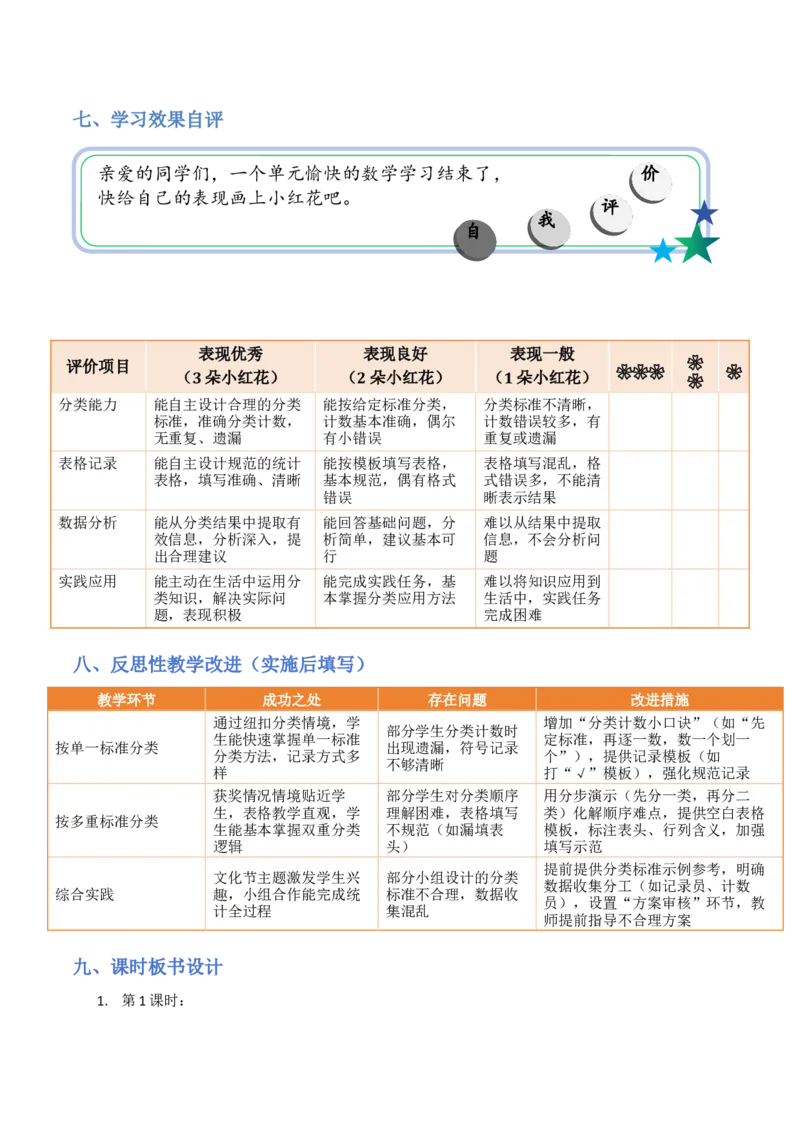 第4单元数据分类（二）（大单元整体教学设计）数学苏教版二年级数学下册（新教材）_二年级数学下册（苏教版）_第二套_04大单元教学设计