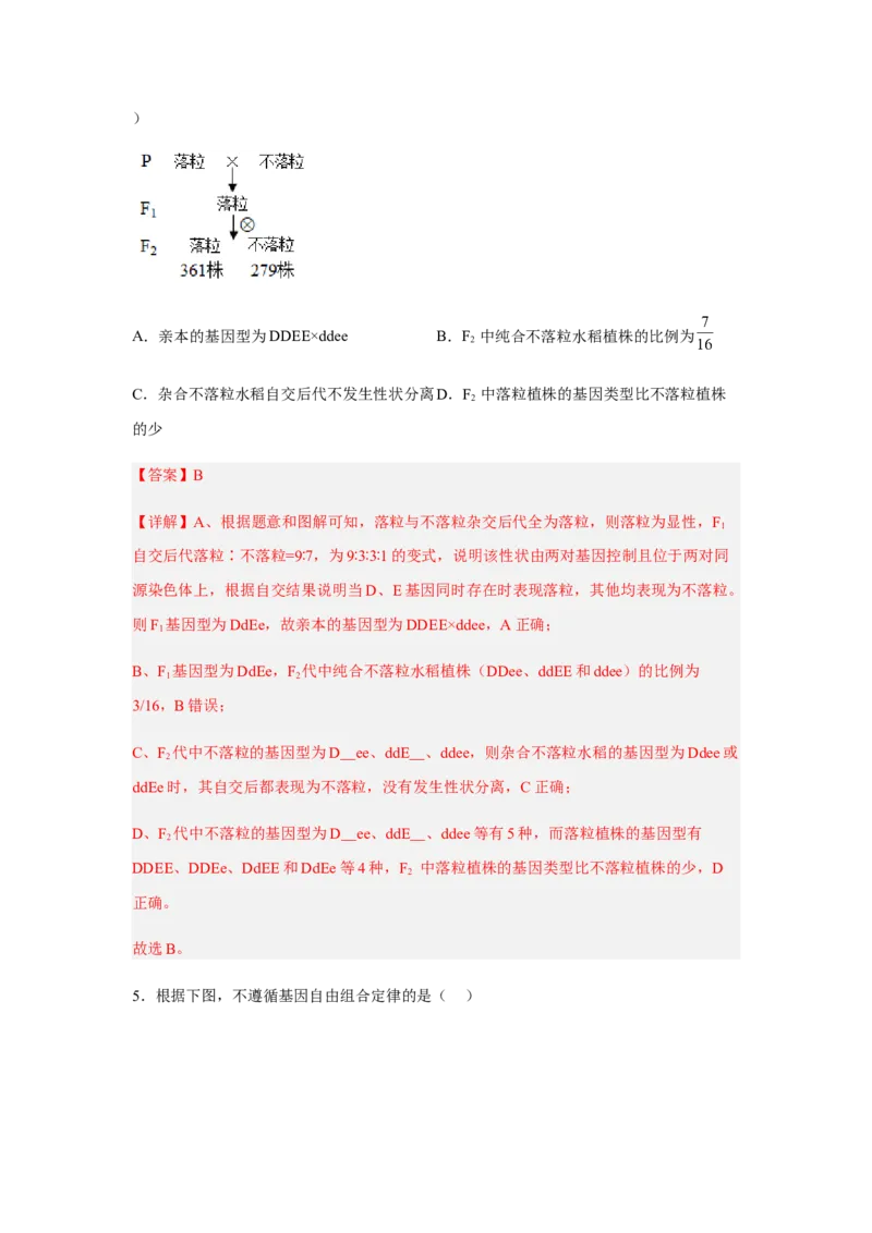 1.2孟德尔的豌豆杂交实验（二）（解析版）_高中九科知识点归纳。_人教版高中Word电子版试卷练习试题知识点全科_高中生物试卷习题_生物必修_必修2_2、课后培优练