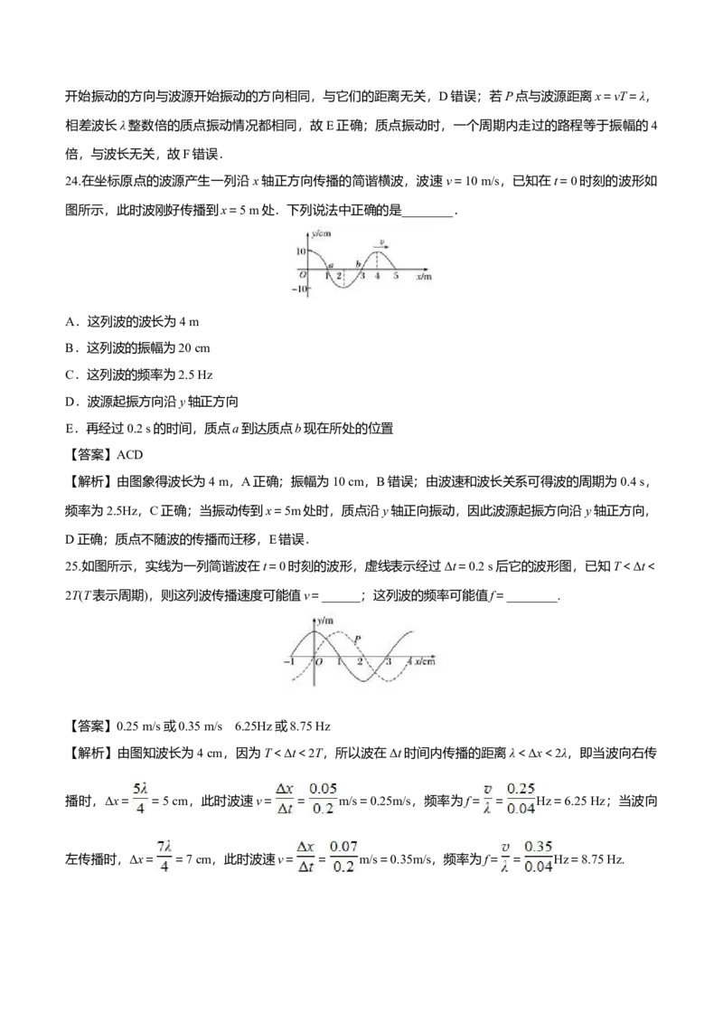 3.2波的描述-2022-2023学年高二物理课后练（人教版2019）（解析版）_高中九科知识点归纳。_人教版高中Word电子版试卷练习试题知识点全科_高中物理试卷习题_物理选修_选修1_同步练习2023