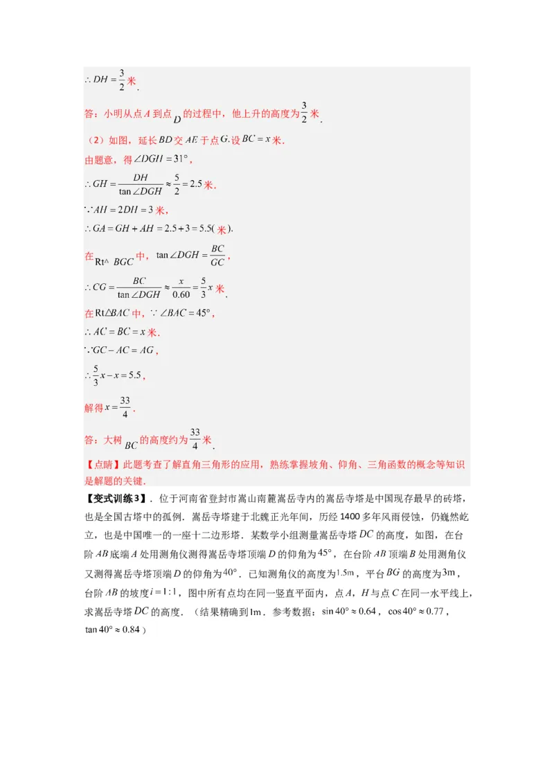 专题10解三角形的实际应用（教师版）_初中数学_九年级数学下册（人教版）_压轴题攻略-V9_2024版