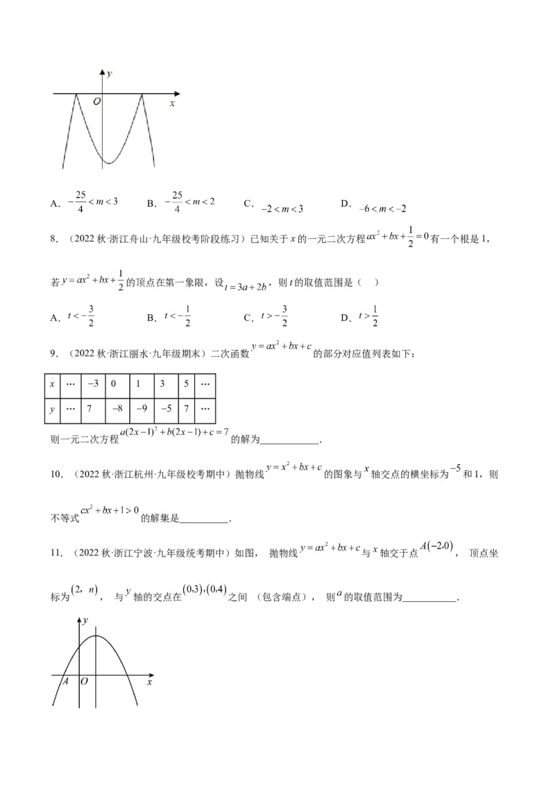 专题08二次函数与一元二次方程重难点题型专训（六大题型）（学生版）_初中数学_九年级数学上册（人教版）_重难点专题提升-V7_2024版