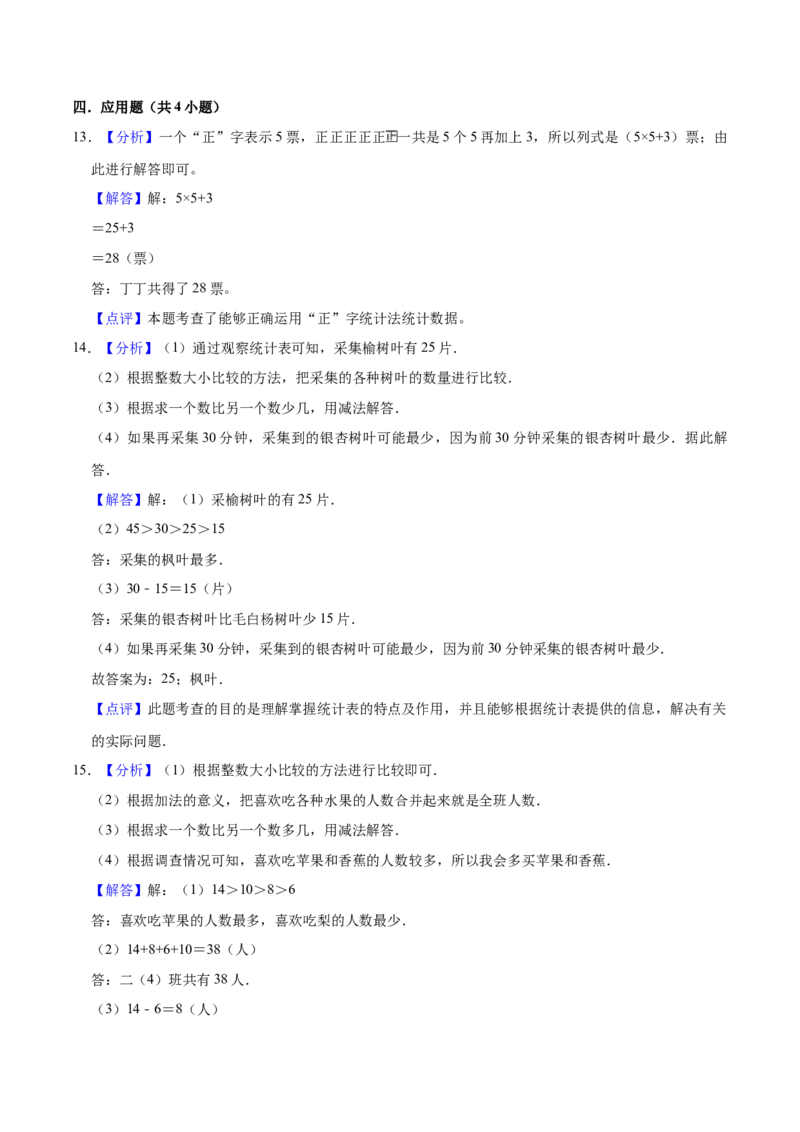 第八单元数据的收集和整理（一）（知识清单)（苏教版）_二年级数学下册（苏教版）_第四套_单元知识复习专项-K49_2024版