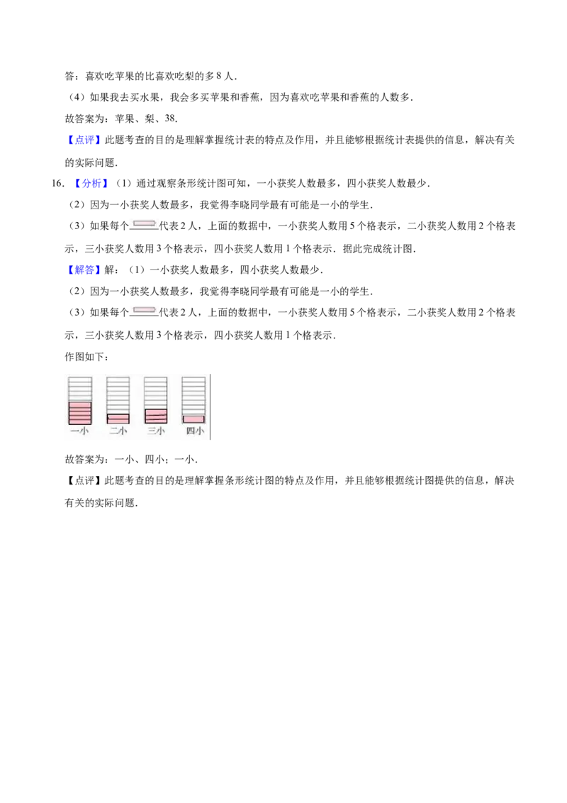 第八单元数据的收集和整理（一）（知识清单)（苏教版）_二年级数学下册（苏教版）_第四套_单元知识复习专项-K49_2024版