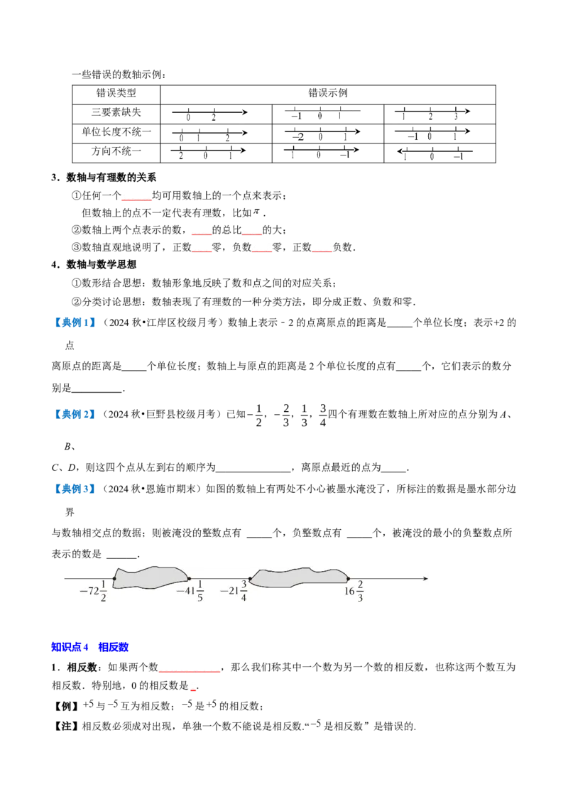 专题1.1有理数全章知识典例详解（人教版2024）（学生版）_初中数学_七年级数学上册（人教版）_考点分类必刷题-U181