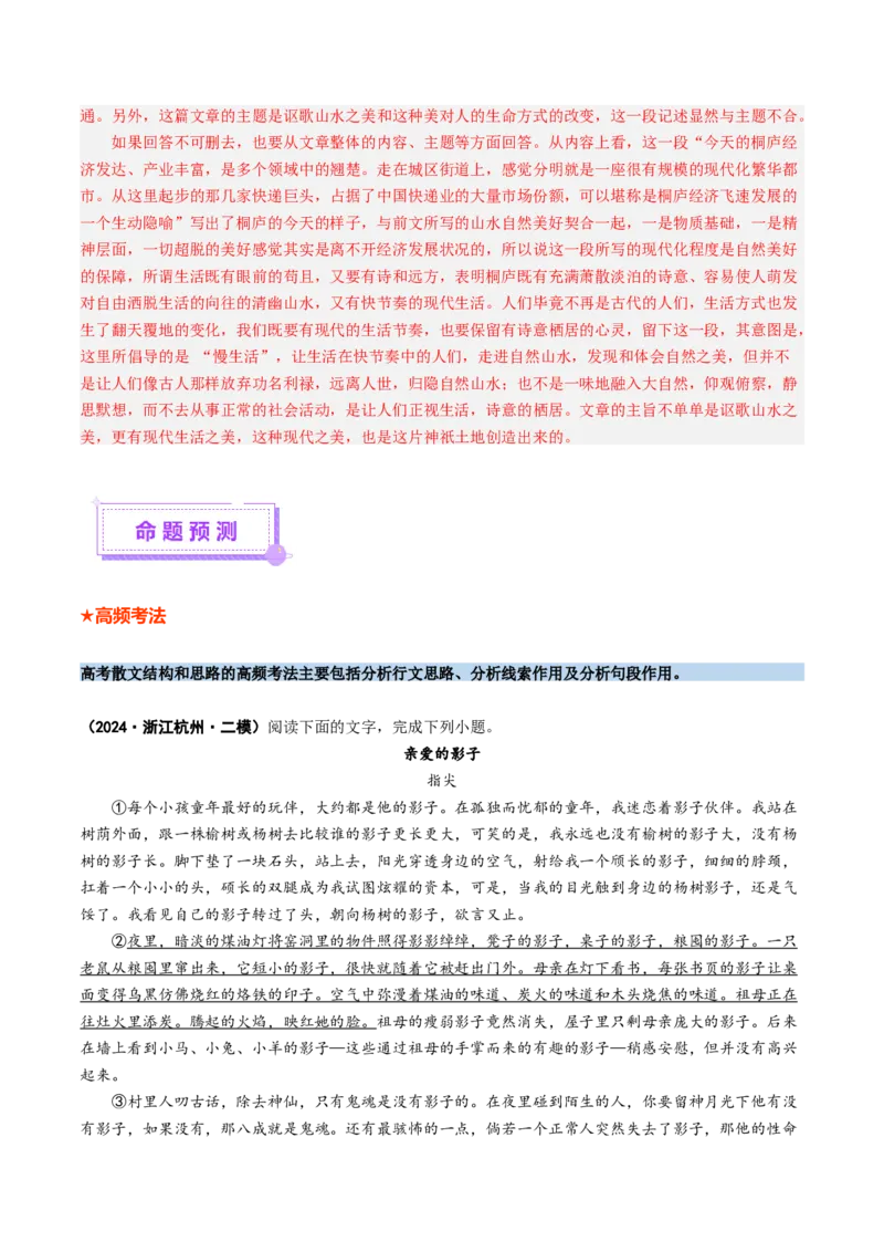 专题11思路结构题（讲义）（解析版）_01高考语文_52025年新高考资料_二轮复习_01高考语文等多个文件_上好课2025年高考语文二轮复习讲练测（新高考通用）