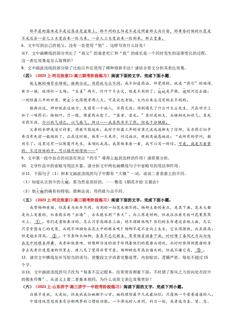 热点13：语言文字运用之赏析词语和句子表达效果（原卷版）_01高考语文_4.22024年新高考资料_3.2024专项复习_2024年高考语文热点&middot;重点&middot;难点专练（新高考专用）