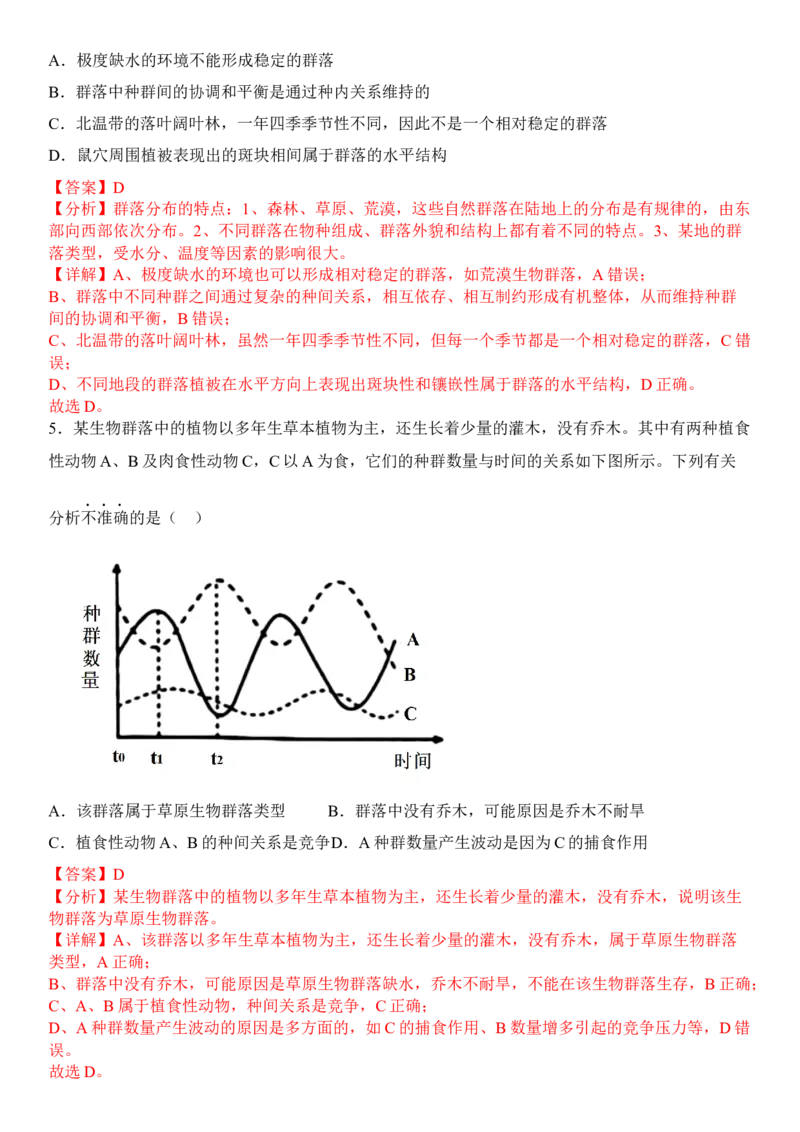 2.2群落的主要类型（解析版）_高中九科知识点归纳。_人教版高中Word电子版试卷练习试题知识点全科_高中生物试卷习题_生物选修_选修2_人教版生物选修二同步练习（048份）