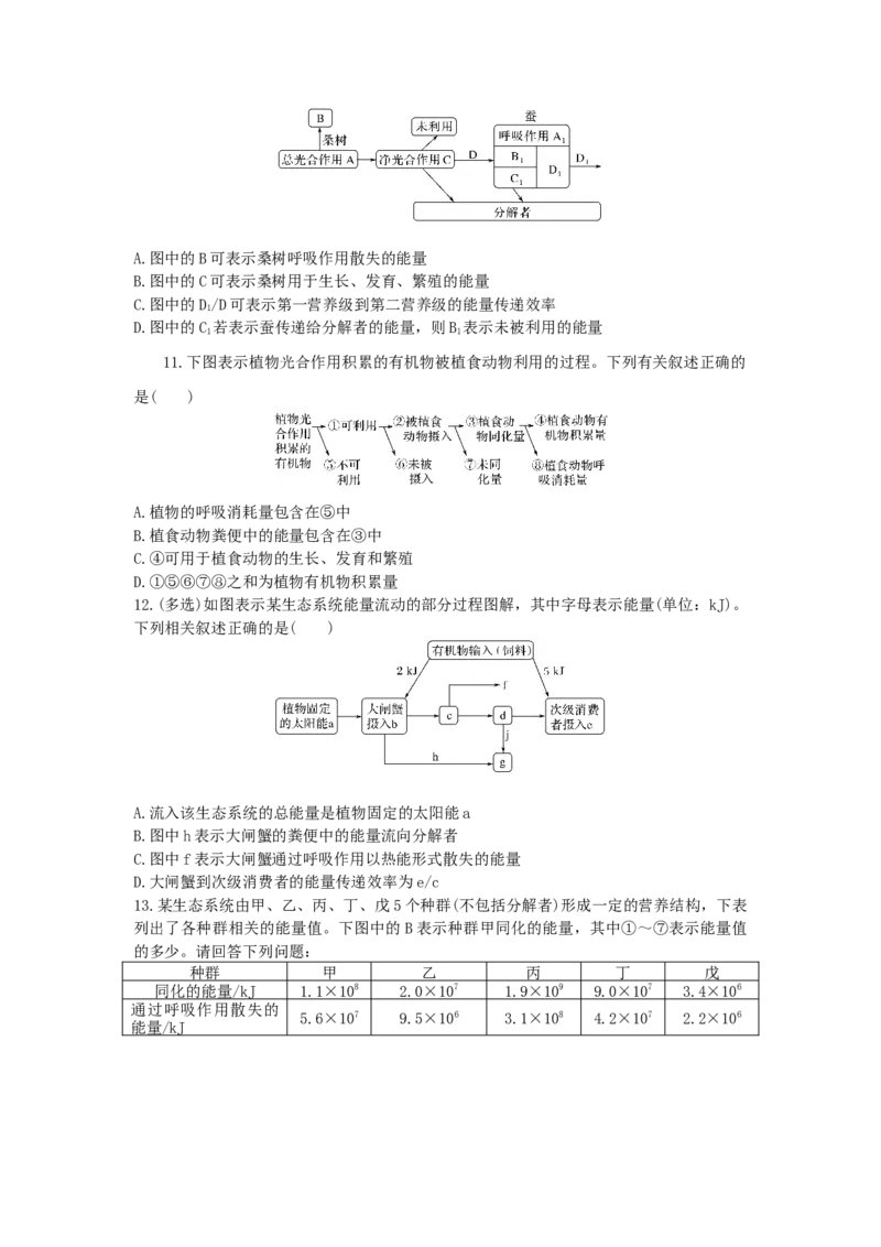 3.2生态系统的能量流动同步练习新教材人教版（2019）高中生物选择性必修2_高中九科知识点归纳。_人教版高中Word电子版试卷练习试题知识点全科_高中生物试卷习题_生物选修_选修2