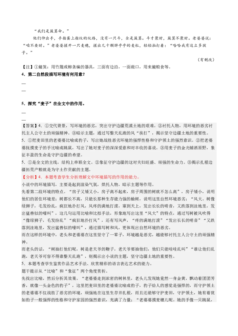 专题08情节、人物、环境作用题（讲义）（原卷版）_01高考语文_52025年新高考资料_二轮复习_01高考语文等多个文件_上好课2025年高考语文二轮复习讲练测（新高考通用）