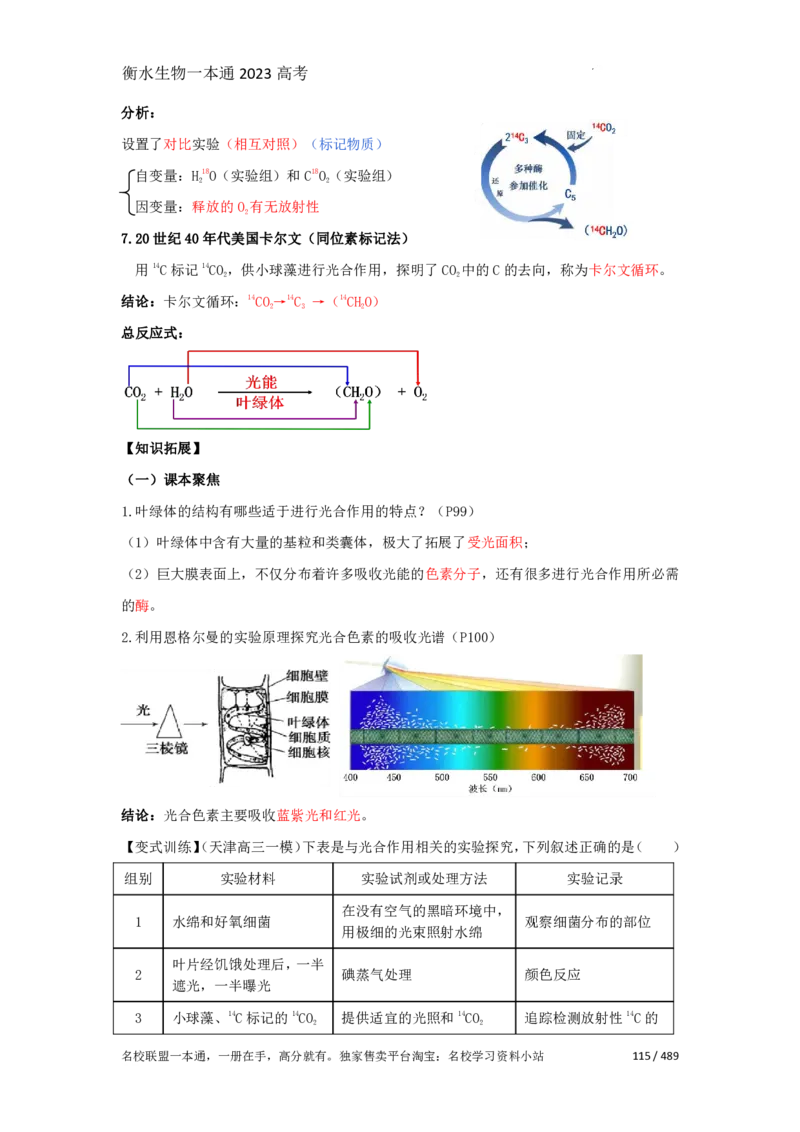 《衡水一本通》生物+PDF版含解析_高中九科知识点归纳。_《高中知识点汇编》_全科《衡水一本通》