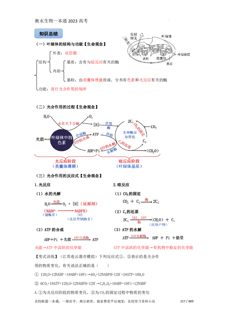 《衡水一本通》生物+PDF版含解析_高中九科知识点归纳。_《高中知识点汇编》_全科《衡水一本通》