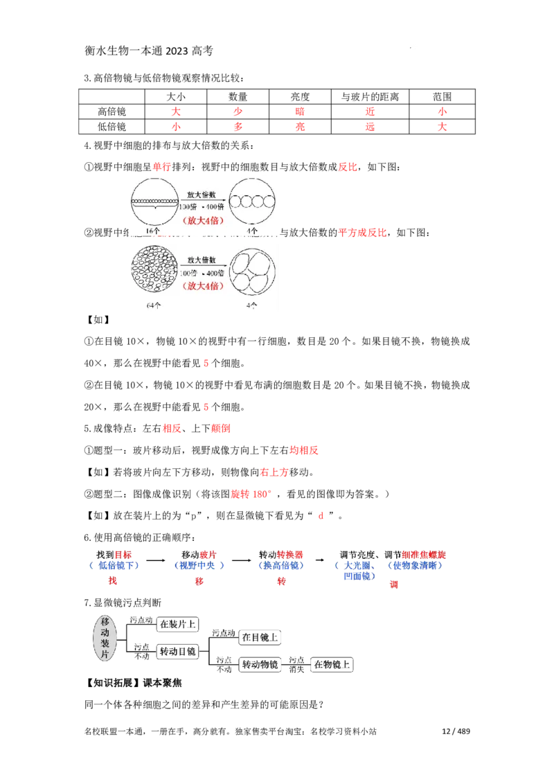 《衡水一本通》生物+PDF版含解析_高中九科知识点归纳。_《高中知识点汇编》_全科《衡水一本通》