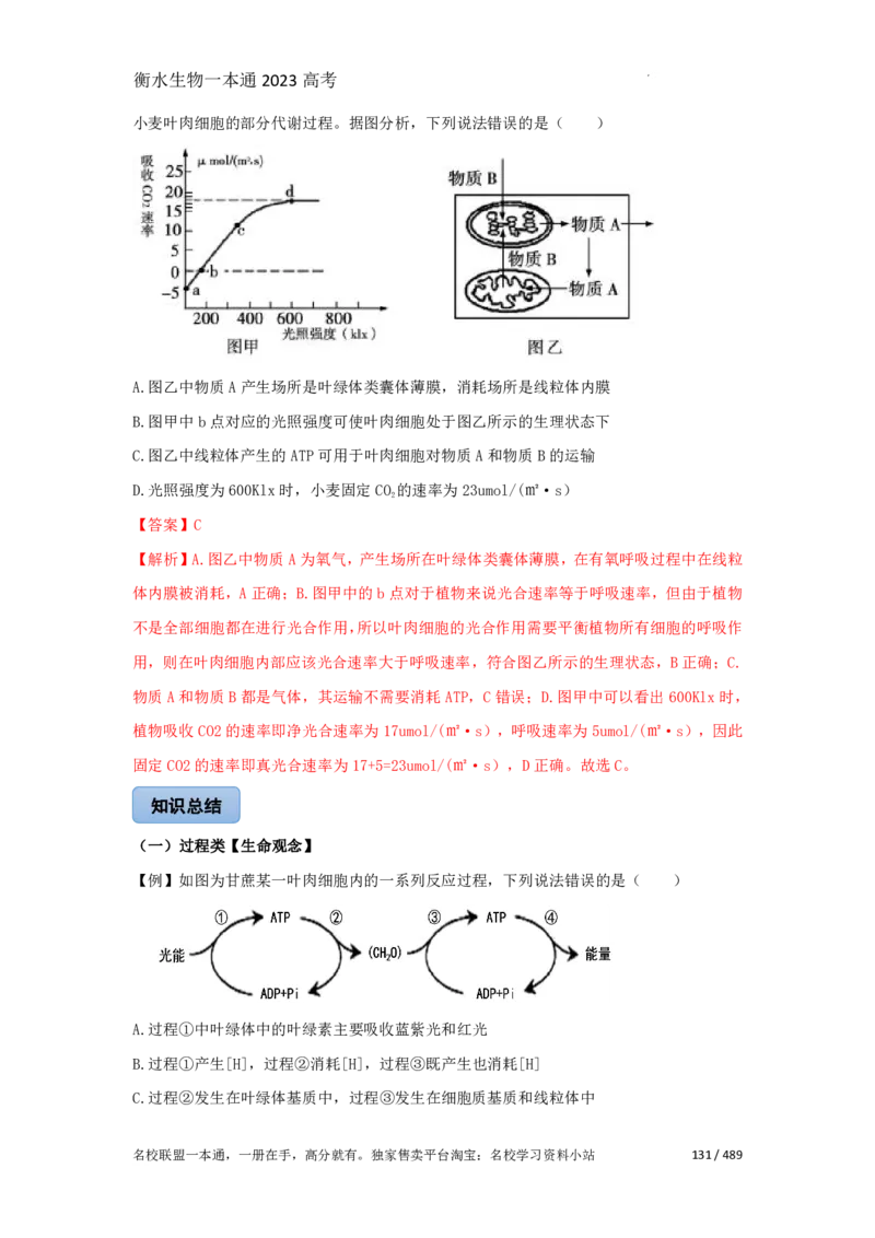 《衡水一本通》生物+PDF版含解析_高中九科知识点归纳。_《高中知识点汇编》_全科《衡水一本通》
