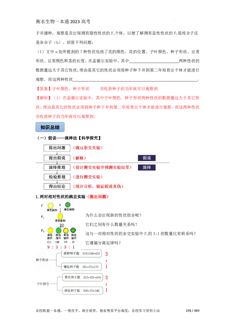 《衡水一本通》生物+PDF版含解析_高中九科知识点归纳。_《高中知识点汇编》_全科《衡水一本通》
